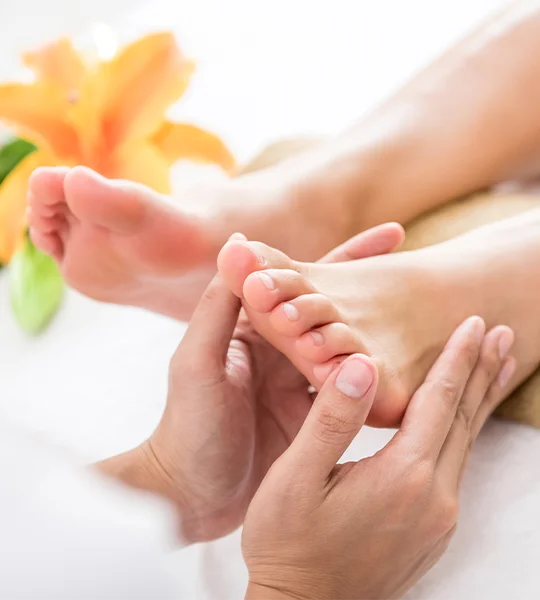 Relaxing pedicure treatment with nail and foot care